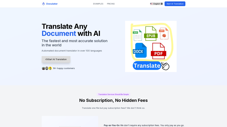 Doculator - Translate Document with AI to 100+ Languages