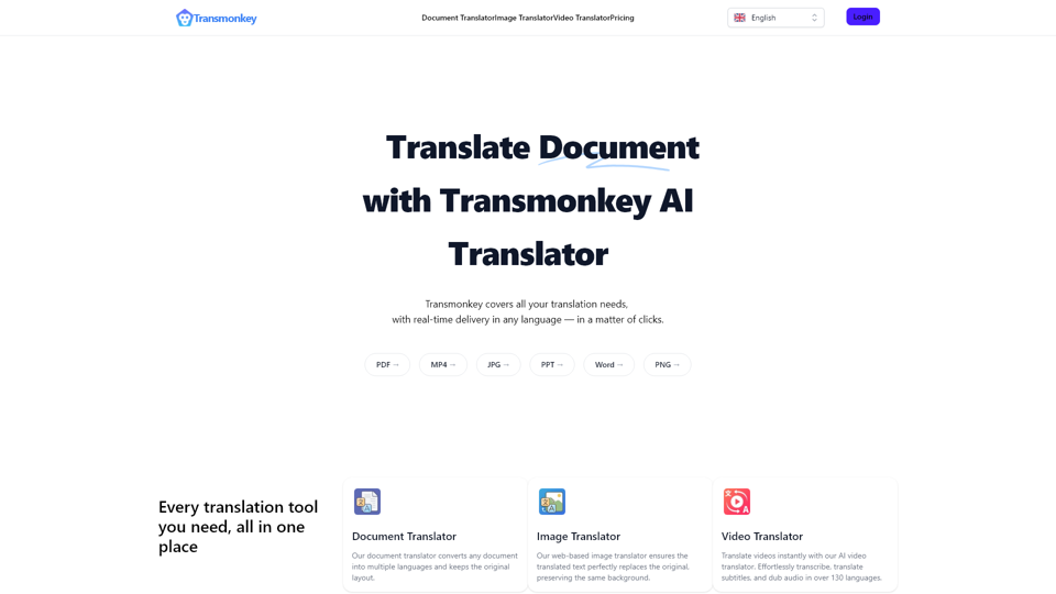 Translate Document, Image, Video Online with AI | Transmonkey